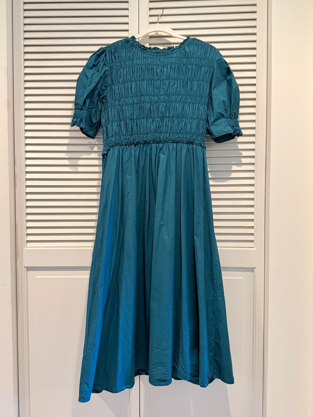 Apiece Apart Teal Green Smocked Dress, S